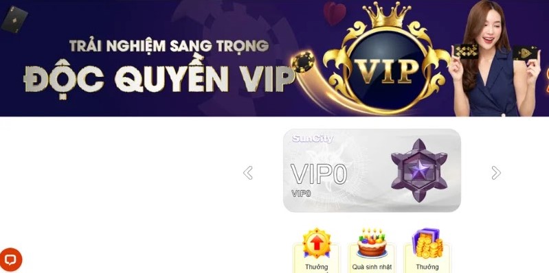 Nâng cấp VIP để nhận được nhiều ưu đãi hơn khi vào Suncity